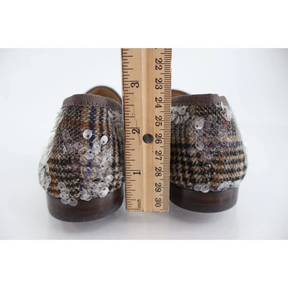 Sam Edelman Loraine Bit Loafer Shoe Grey Sequin Tweed Girls Size 4 Slip On